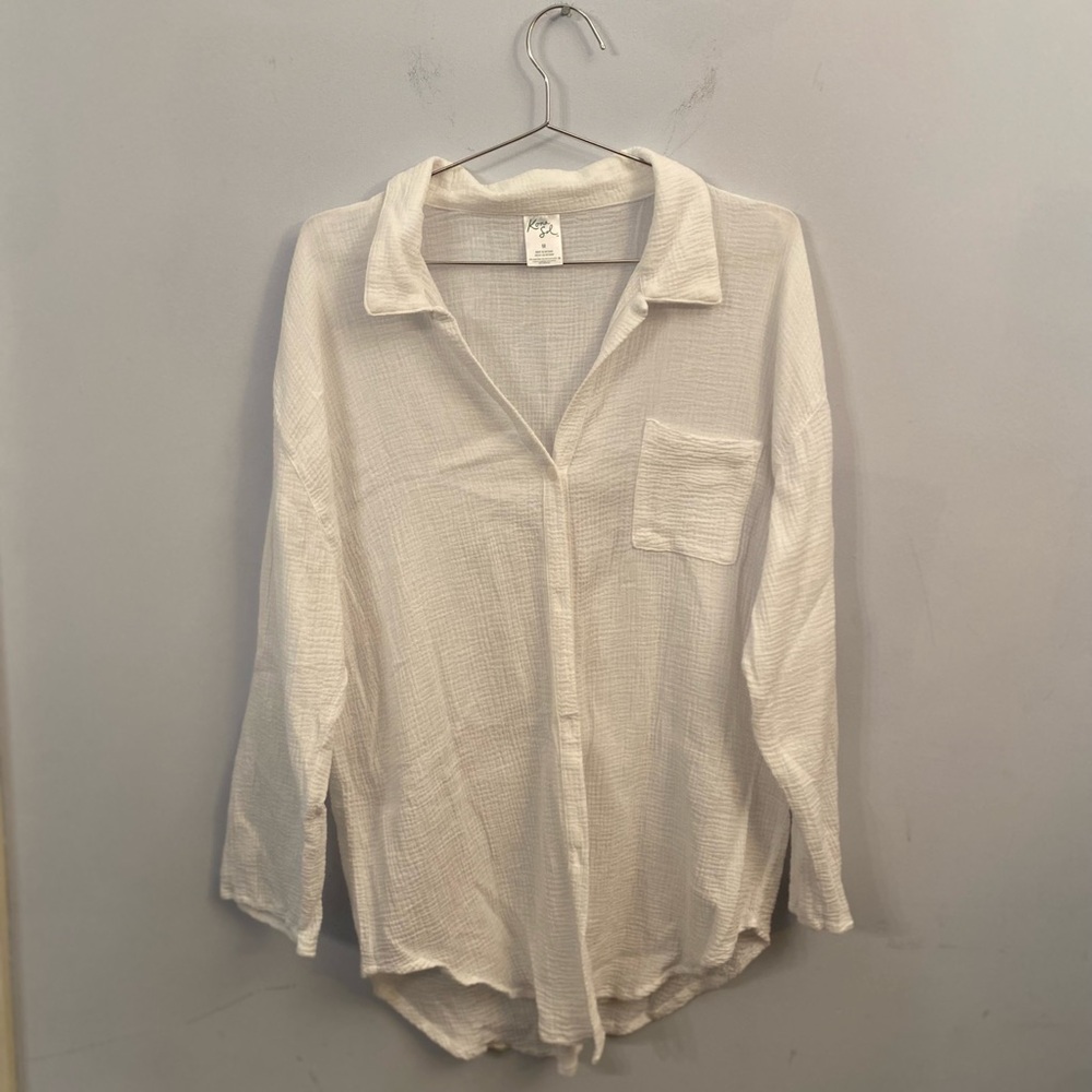 kona sol white long sleeve button down